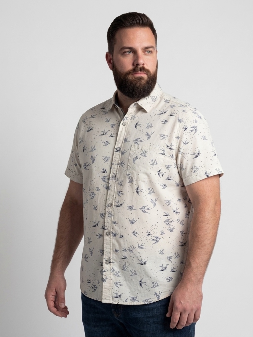Denim & Flower Sparrow Print Button Down Shirt